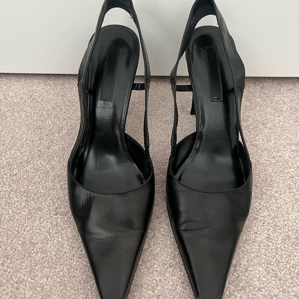 Enzo Angiolini 90’s Elegant Black Slingback Heels - Picture 2 of 5